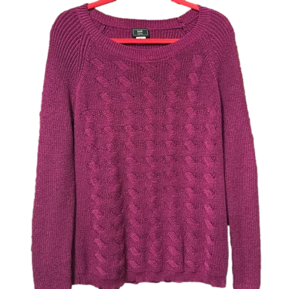 Lark Lane Pullover Knit Sweater with Sparkle Size L